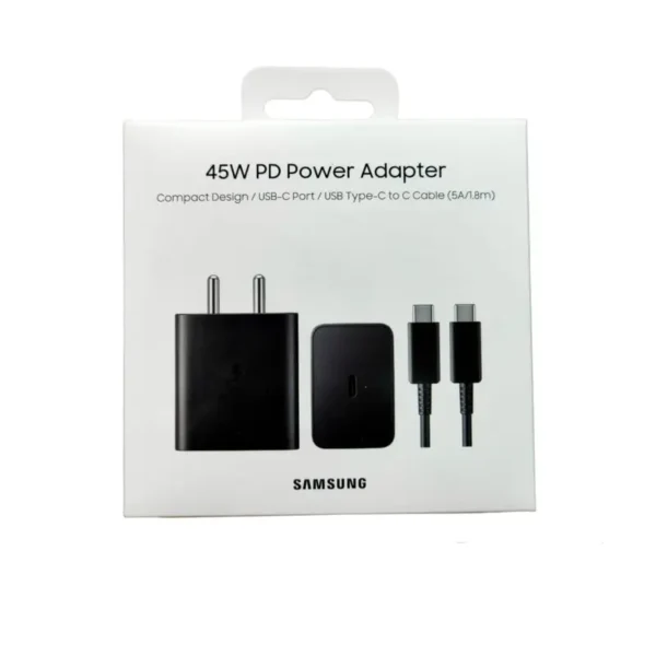 Samsung Original 45W PD Power Adapter With Compact Design / USB-C Port / USB Type-C to C Cable (5A/1.8m) Super Fast Charging 2.0 (PD 3.0 Max 45W) Compatible with Smartphone (Black) - Image 4