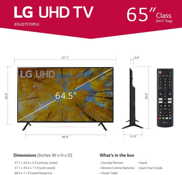 LG 65-Inch Class UQ7570 Series 4K Smart TV, AI-Powered 4K, Cloud Gaming (65UQ7570PUJ, 2022), Black - Image 12