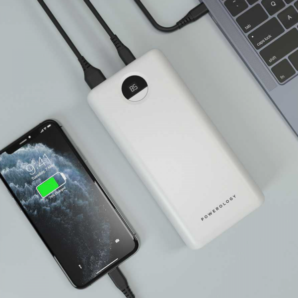 Powerology Quick Charge Power Bank 30000mAh PD 45W with Type-C to Type-C Cable 0.9m, Super Compact, USB-C Input & Output, 2 USB-A Output, Fast Charging, Digital Display Indicator - Image 3