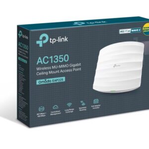 TP-Link EAP225 Omada AC1350 Gigabit Wireless Access Point Business WiFi Solution w/ Mesh Support, Seamless Roaming & MU-MIMO PoE Powered SDN Integrated Cloud Access & Omada App White